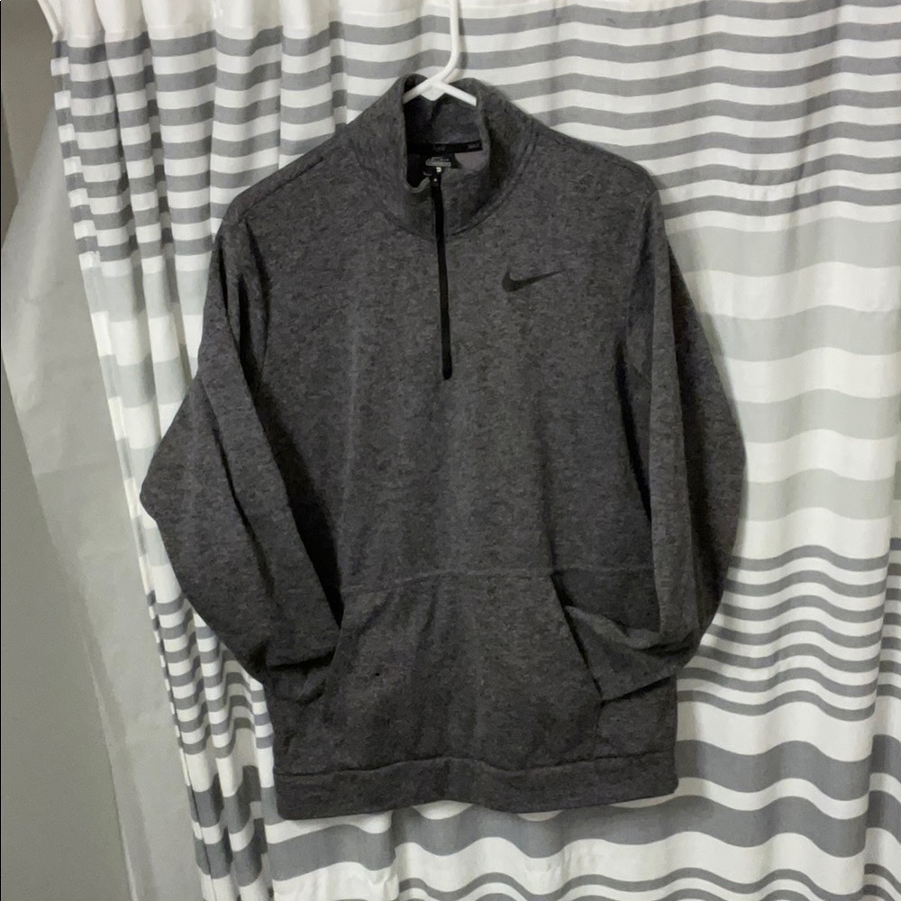 Nike Gray Zip Up Sweater with Stand-Up Collar